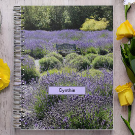 Bench in einem riesigen Lavendelfeld in Sequim Notizblock