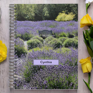 Bench in einem riesigen Lavendelfeld in Sequim Notizblock