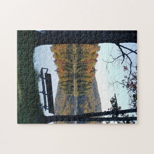 Bench mit Blick auf den Herbst Alberta Michigan Puzzle (Horizontal)