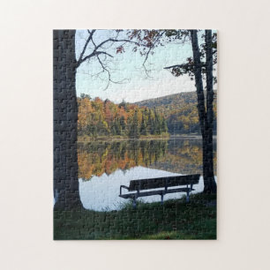 Bench mit Blick auf den Herbst Alberta Michigan Puzzle