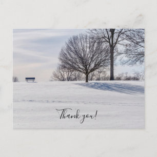 Bench On Snow Covered Hill Danke Postcard Postkarte