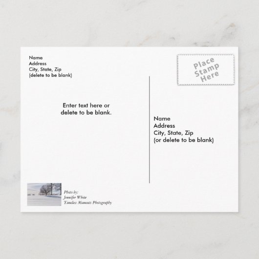 Bench On Snow Covered Hill Danke Postcard Postkarte (Rückseite)