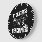 BENCH PRESS, F*CK STRESS - Workout Motivierend Große Wanduhr (Winkel)