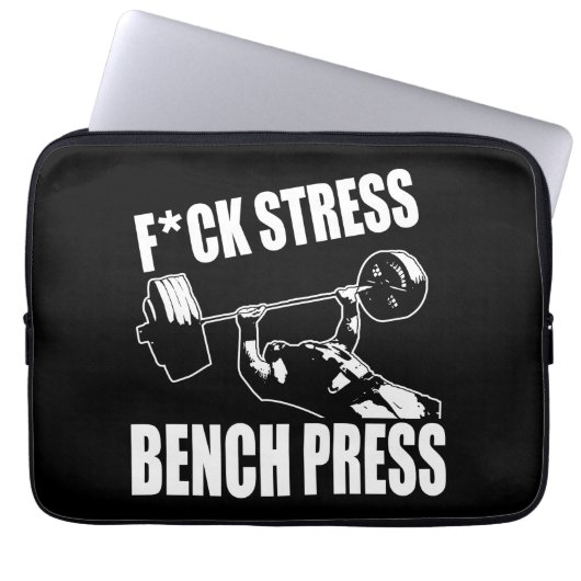 BENCH PRESS, F*CK STRESS - Workout Motivierend Laptopschutzhülle (Vorderseite)