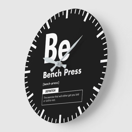 Bench Press - Periodic Table - Funny Gym Meme Große Wanduhr (Winkel)