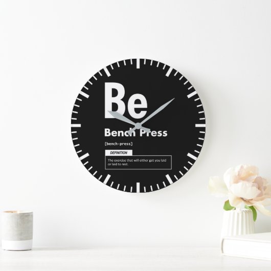 Bench Press - Periodic Table - Funny Gym Meme Große Wanduhr (Zuhause)