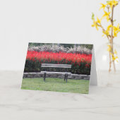 Bench Red Floral Foto Karte (Gelbe Blume)