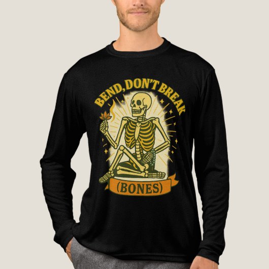 Bend, Don't Break (Knochen) Halloween Skeleton Yog Tri-Blend Shirt (Vorderseite)