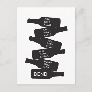 Bend Oregon Bierflasche gestapelt Outdoor Aktivitä Postkarte