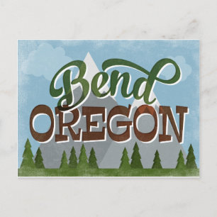 Bend Oregon Fun Retro Snowy Mountains Postkarte