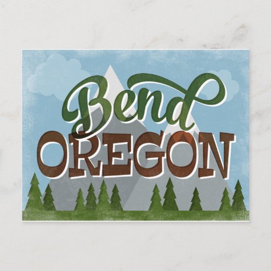 Bend Oregon Fun Retro Snowy Mountains Postkarte (Vorderseite)