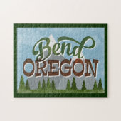 Bend Oregon Fun Retro Snowy Mountains Puzzle (Horizontal)