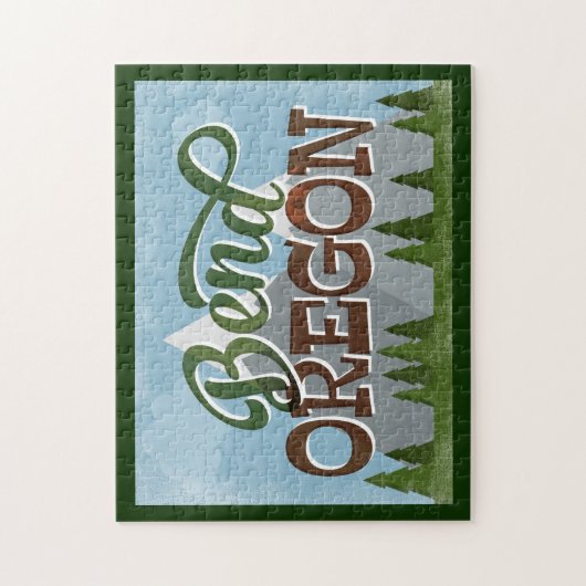 Bend Oregon Fun Retro Snowy Mountains Puzzle (Vertikal)