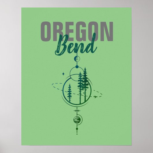 Bend Oregon Geometric Planets & Trees Poster (Vorne)