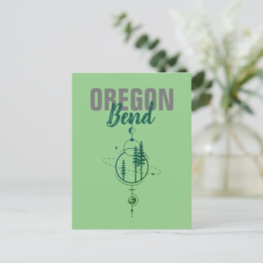 Bend Oregon Geometric Planets & Trees Postkarte (Stehend Vorderseite)