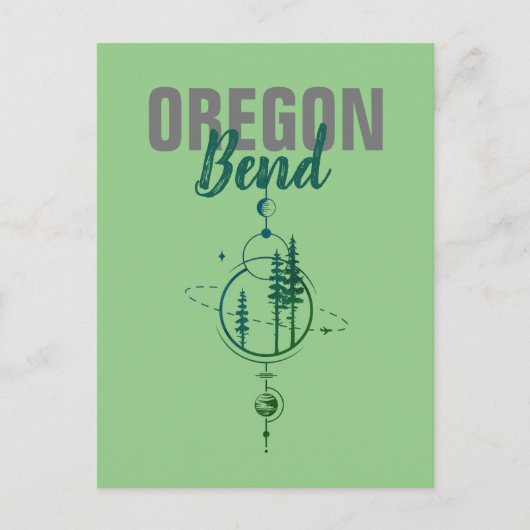 Bend Oregon Geometric Planets & Trees Postkarte (Vorderseite)