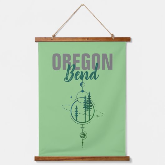 Bend Oregon Geometric Planets & Trees Wandteppich Mit Holzrahmen (Vorderseite)