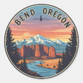 Bend Oregon Küste Reise Postkarte Runder Aufkleber (Vorderseite)