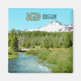 Bend Oregon Mountain River Forest Vintag Magnet