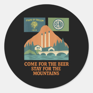 Bend Oregon Retro-vintage Berge & Bier Für Runder Aufkleber