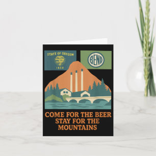 Bend Oregon Retro-Vintage Berge und Hütten; Bier f Karte