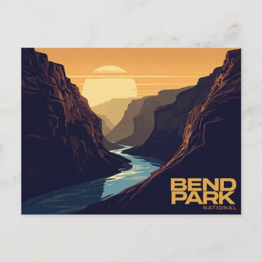 Bend Park Canyon River Vintage Kunst Postkarte (Vorderseite)
