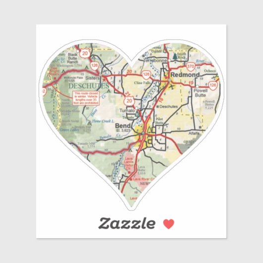 Bend und Redmond ODER Karte Aufkleber (Blatt)