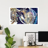 "Bending Light" - Musikinstrumente Wasserfarbe Poster (Heimbüro)