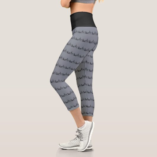 Bendy Bones -Funny Yogi Skeletons- Gray Activewear Capri Leggings (Links)