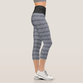 Bendy Bones -Funny Yogi Skeletons- Gray Activewear Capri Leggings