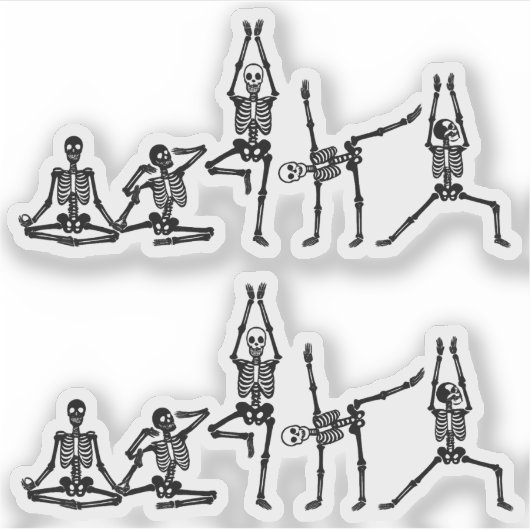 Bendy Funny Yoga Skeletons - 2pc Vinyl Statement Aufkleber (Vorderseite)
