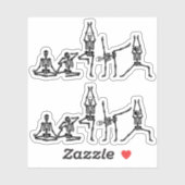 Bendy Funny Yoga Skeletons - 2pc Vinyl Statement Aufkleber (Blatt)
