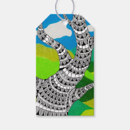 Bendy Tree Design Wolken Grüne Landschaft Geschenkanhänger