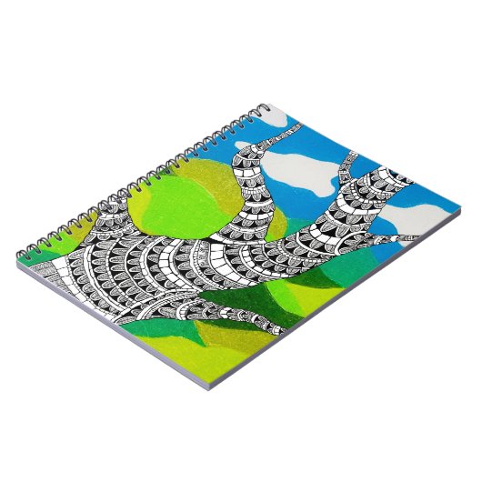 Bendy Tree Design Wolken Grüne Landschaft Notizblock (Linke Seite)