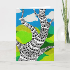 Bendy Tree Design Wolken Landschaft mit Gras Karte
