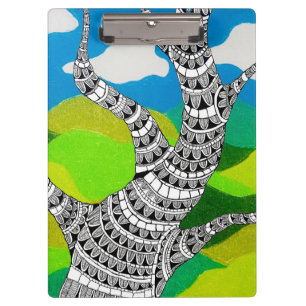 Bendy Tree Design Wolken Landschaft mit Gras Klemmbrett