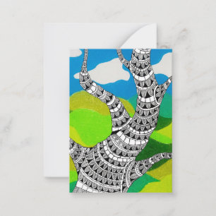 Bendy Tree Design Wolken Landschaft mit Gras Mitteilungskarte