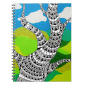 Bendy Tree Design Wolkenlandschaft mit Gras Notizblock (Vorderseite)