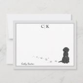 Bene the Labradoodle Hund Gray Border Monogram Mitteilungskarte (Vorderseite)