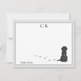 Bene the Labradoodle Hund Gray Border Monogram Mitteilungskarte