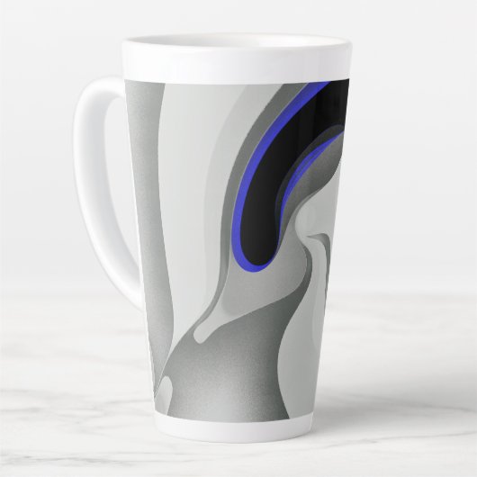 Beneath the Blue: Abstract Gray, Black & Blue Milchtasse (Linke Ecke)