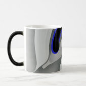 Beneath the Blue: Abstract Gray, Black & Blue Verwandlungstasse (Links)