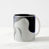 Beneath the Blue: Abstract Gray, Black & Blue Zweifarbige Tasse (VorderseiteRechts)