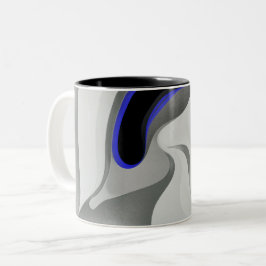 Beneath the Blue: Abstract Gray, Black & Blue Zweifarbige Tasse