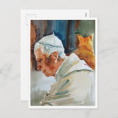 Benedict XVI Postcard Aquarell Feiertagspostkarte (Vorne/Hinten)