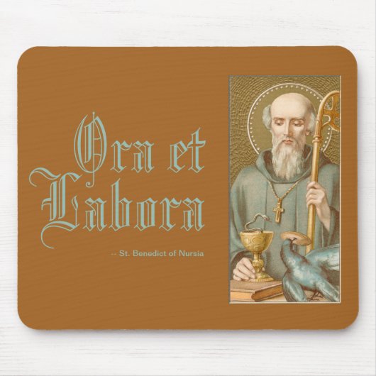 Benedikt von Nursia (JM 07; lateinisches Motto) Mousepad (Vorne)
