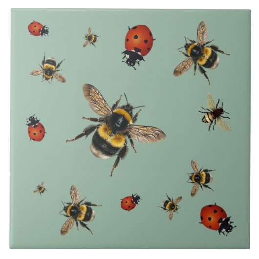 Beneficial Bees n Ladybugs Fliese (Vorderseite)