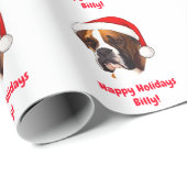 Benennen Sie Boxer in einem Weihnachtsmannmütze-Wr Geschenkpapier (Rolleneckpunkt)
