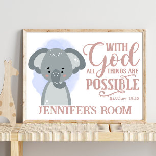 Benennen Sie Christliches Niedliches Baby Elephant Poster
