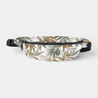 Benennen Sie Custom Golden Holzkohle Tropical Leaf Bauchtasche
